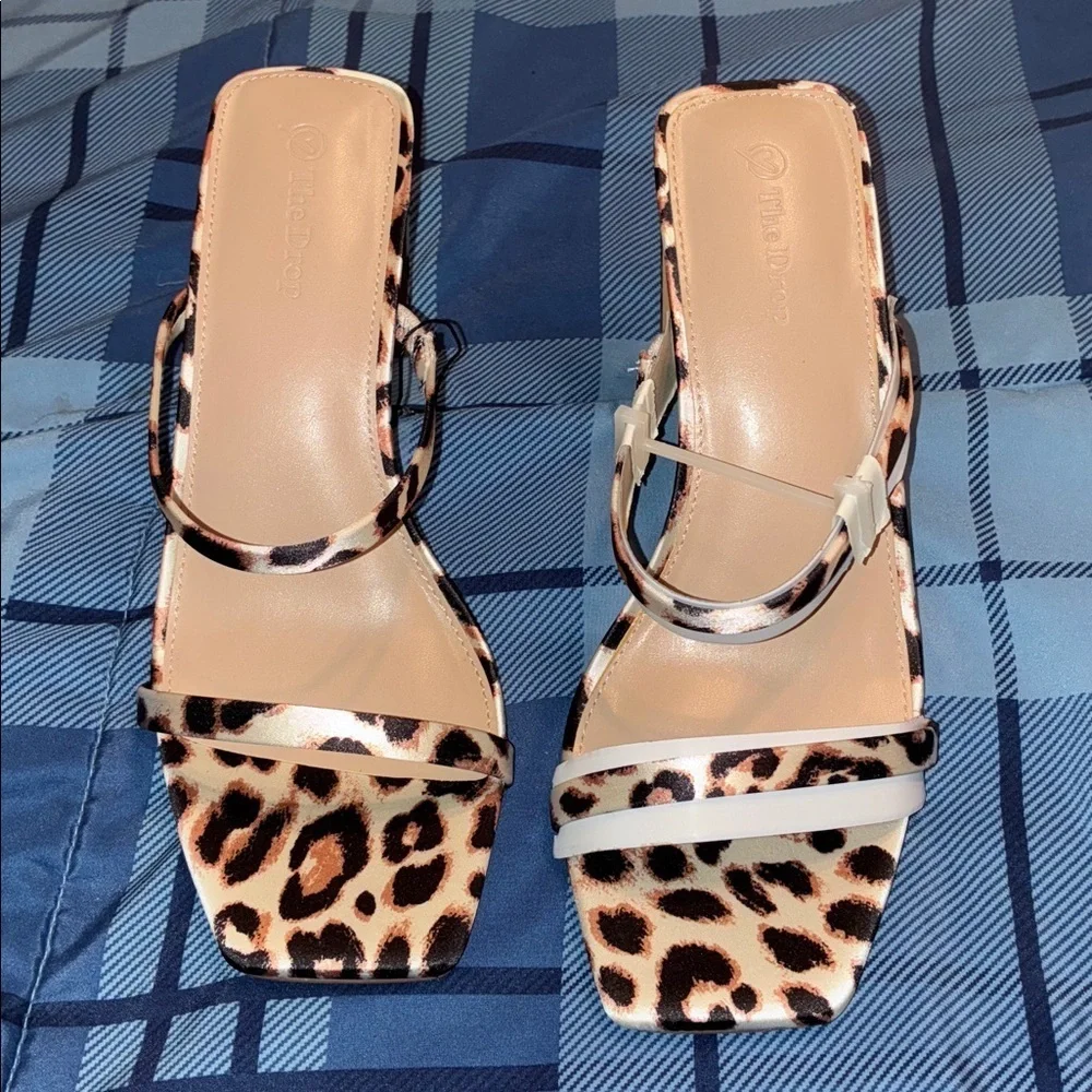 🆕 The Drop Women's Avery Square Toe Two Strap High Heeled Sandal size 9